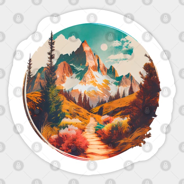 Hiking Trail into High Alpin Mountain Sticker by Vooble